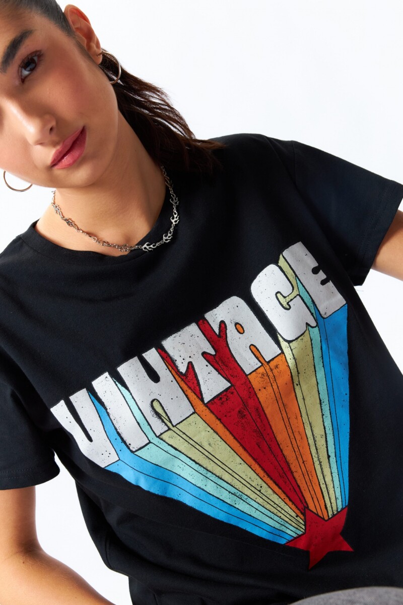 REMERA VINTAGE RAINBOW Negro