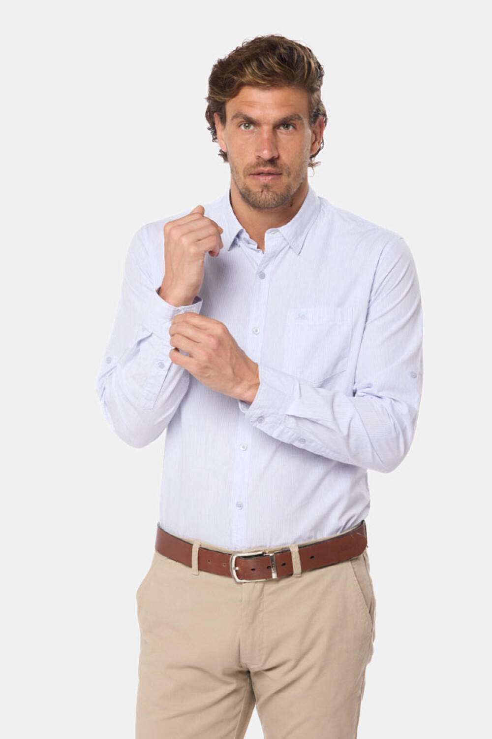 CAMISA RAYADA Celeste