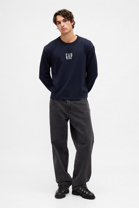 Remera Logo Gap Manga Larga Hombre New Classic Navy
