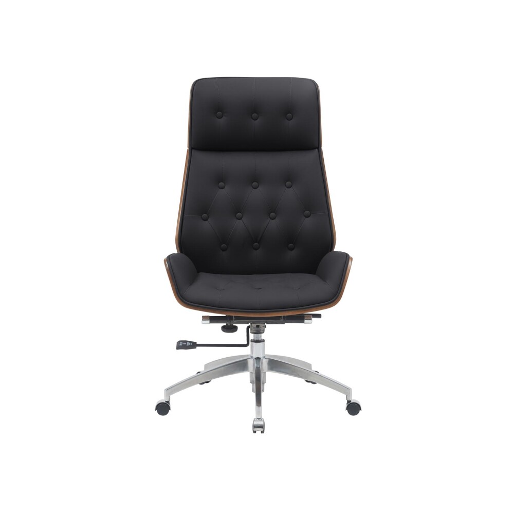 ASIENTO GERENCIAL ALTO MADERA-Y-PU NEGRO CONFORT