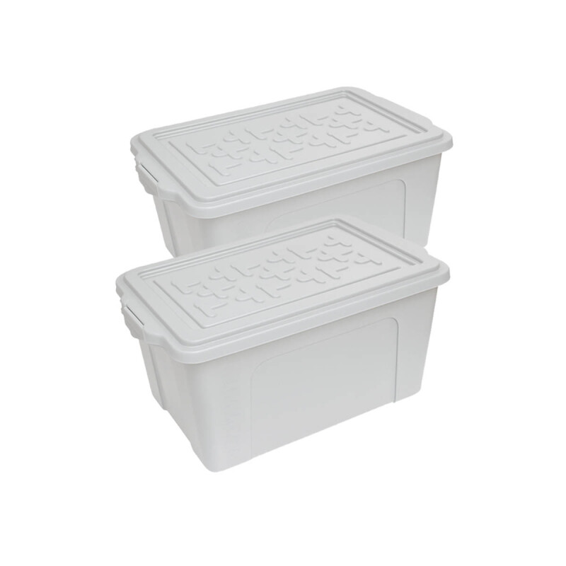 Set x2 Caja organizadora 70lts con tapa BLANCO