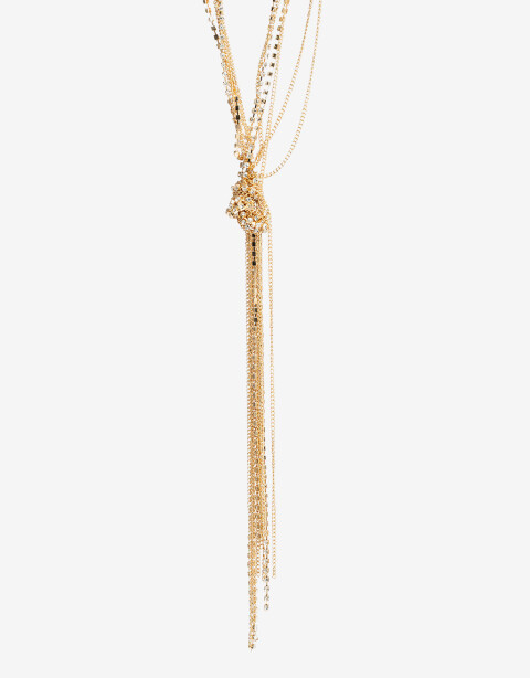 Collares Largos Strass Collar Cadenas Y Strass - Dorado