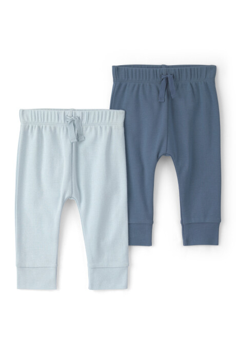 Pack dos pantalones de algodón, azules Sin color