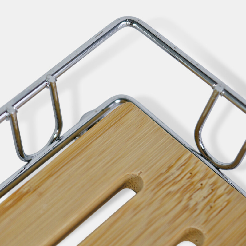 JABONERA METAL PLATA/BAMBU 12.5X8.5CM Unica