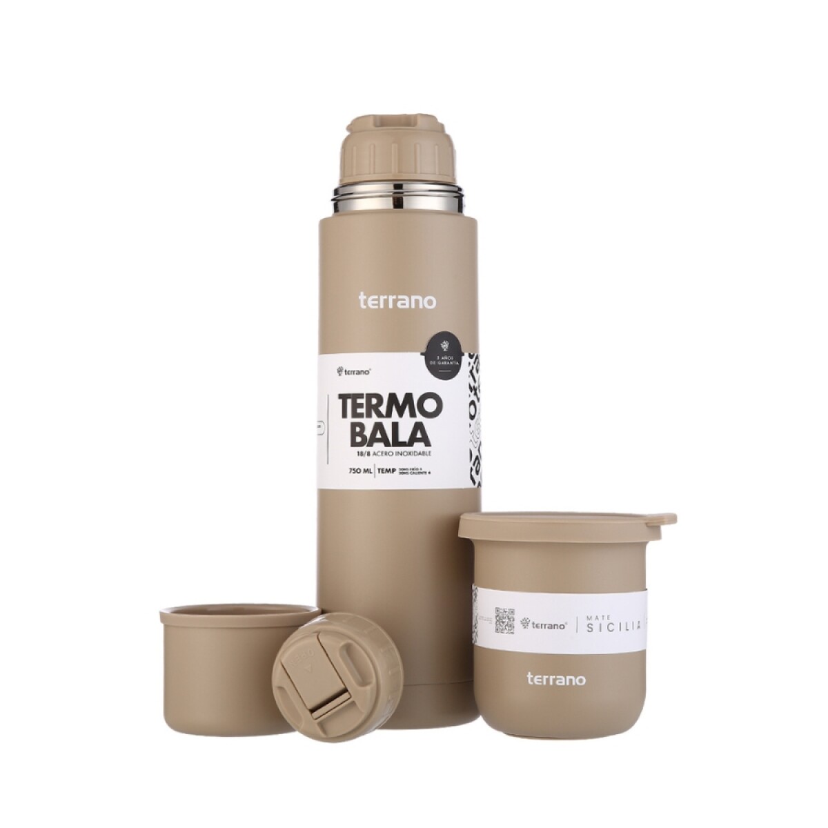 kit termo 750ml bala + mate sicilia arena 