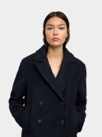 Chaqueta Mezcla De Lana Con Capucha Removible azul-marino