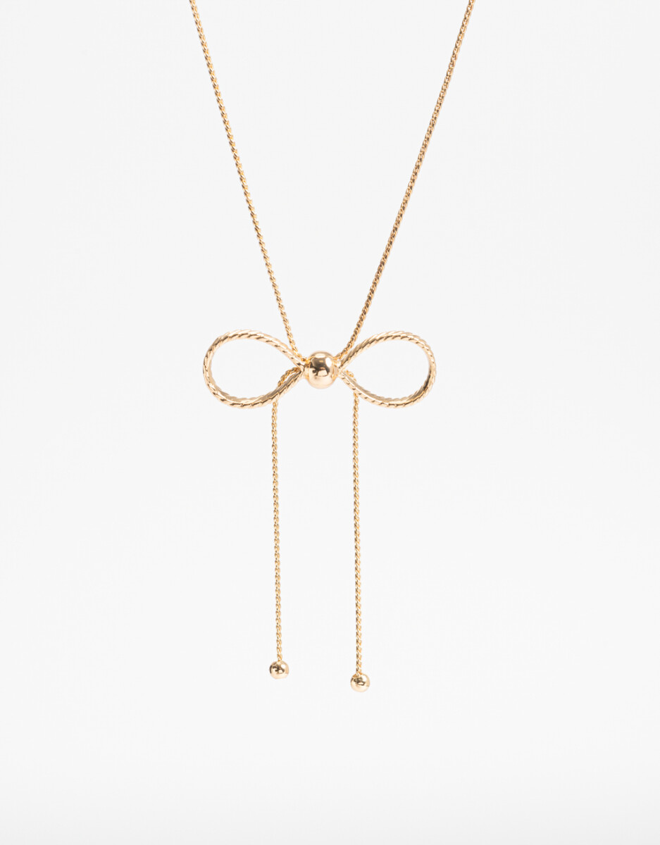 Collar Con Dije Moño Bañado En Oro 