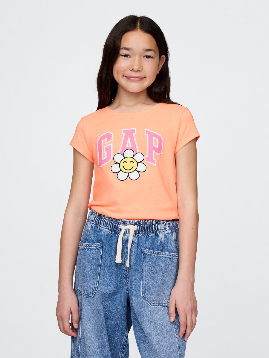Remera Gráfico Niña - Orange Kiss Neon 