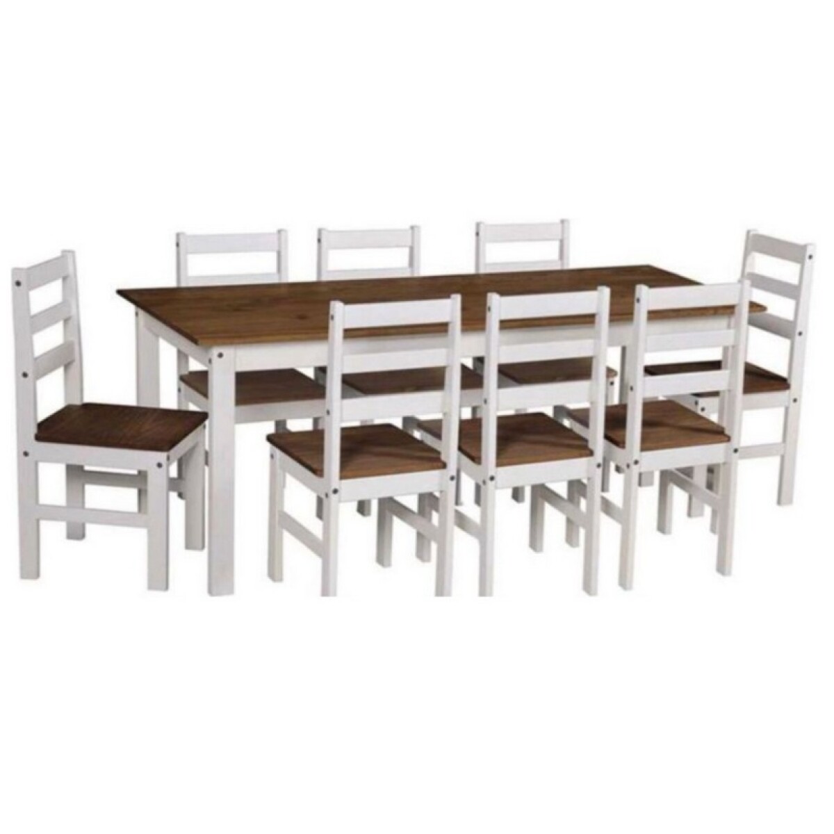 JUEGO COMEDOR 8 SILLAS BLANCO CERA ACAPULCO 