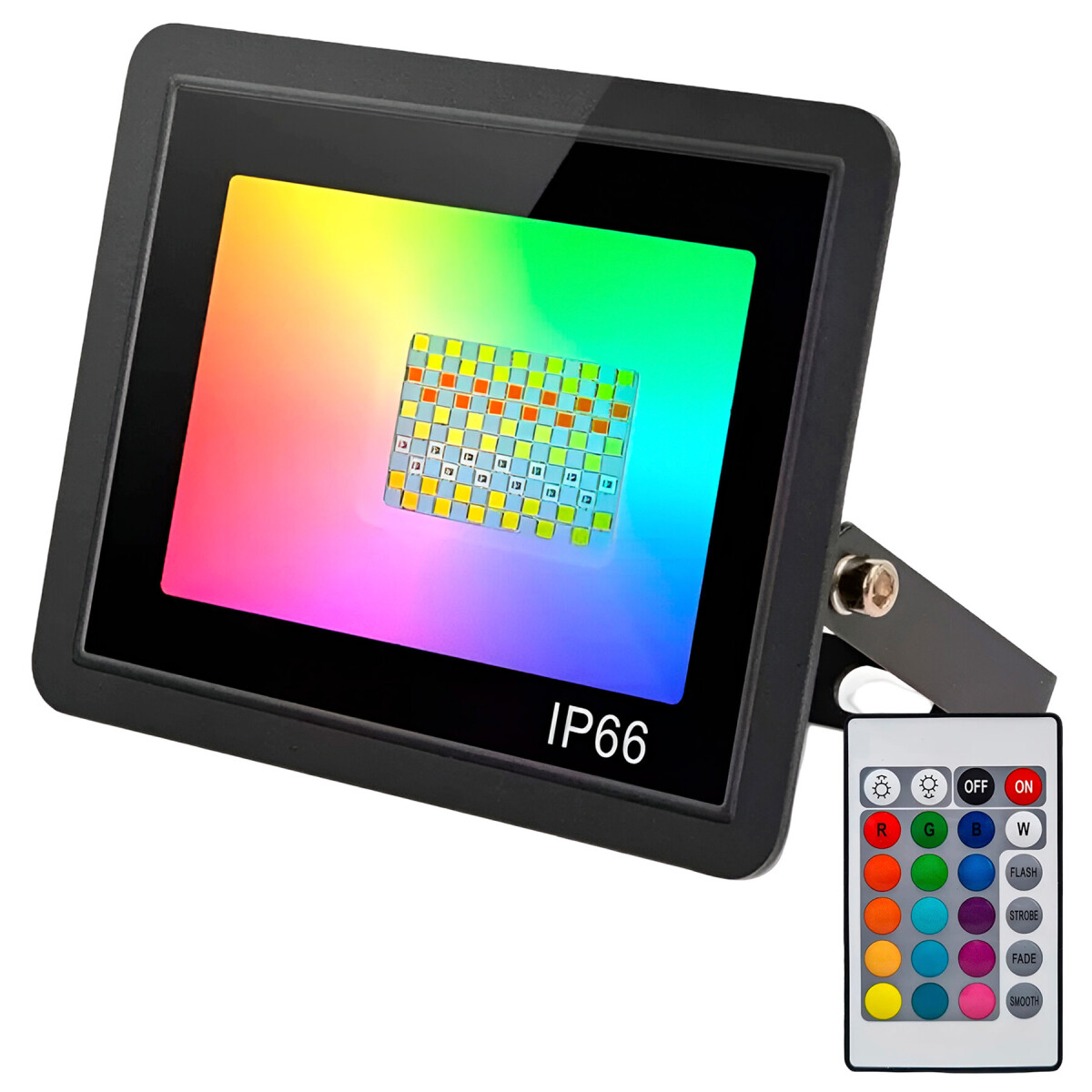Foco Reflector Rgb Control Ip66 Exterior Interior 30 Led 30w - Color Negro 