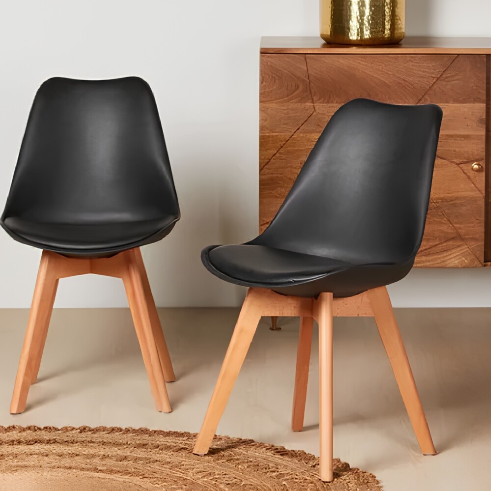 Silla Eames Pack 4 Unidades Acolchonada Calidad Premium Negro