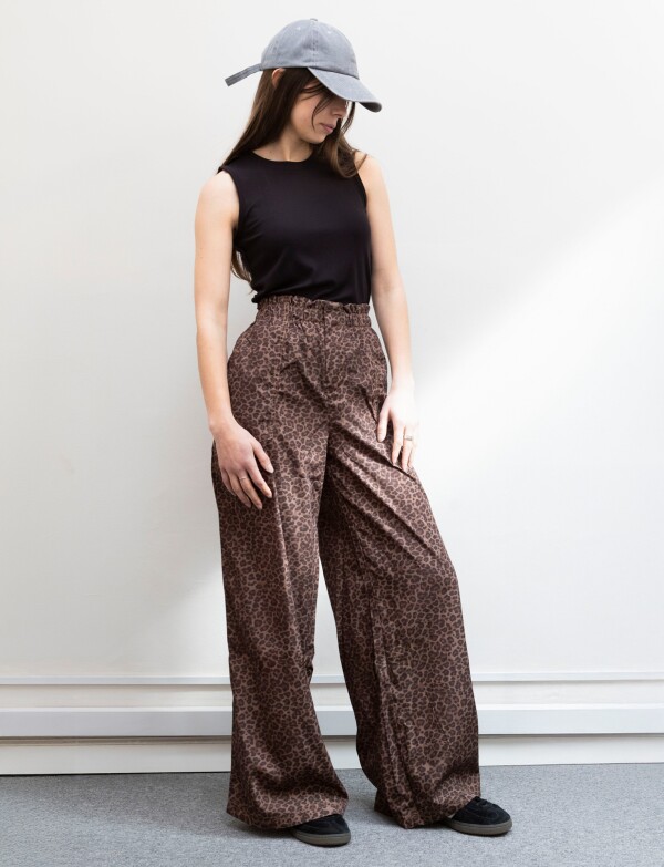 Pantalon Wide Leg NEGRO/TOSTADO