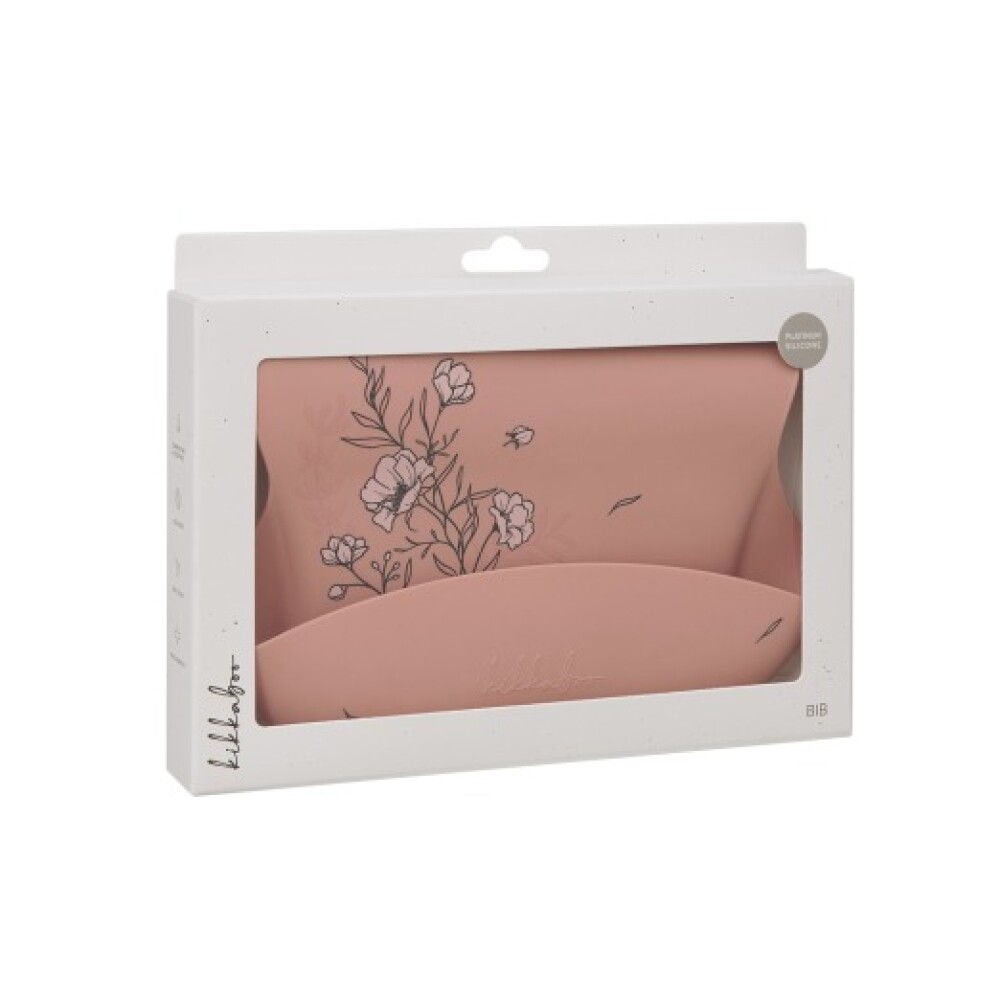Babero Silicona Platinum Flores Kikkaboo Rosa