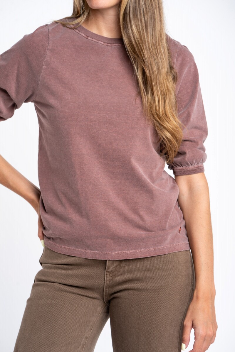 Remera Algodón Manga Globo Chocolate