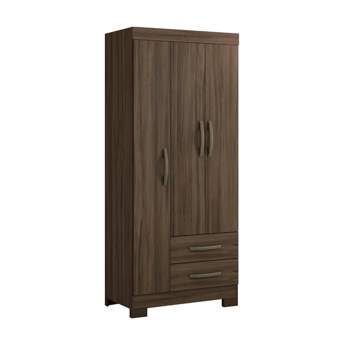 ROPERO 3 PUERTAS 2 CAJONES GUARDARROPA ARMARIO PLACARD CLOSET CON ESTANTES Y PERCHERO - MARRON 