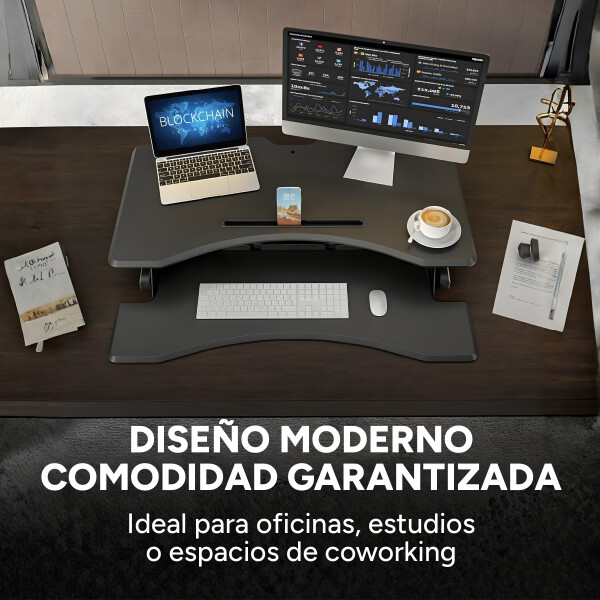 Escritorio Elevable Doble Regulable Altura Hybridesk Compu Color Negro