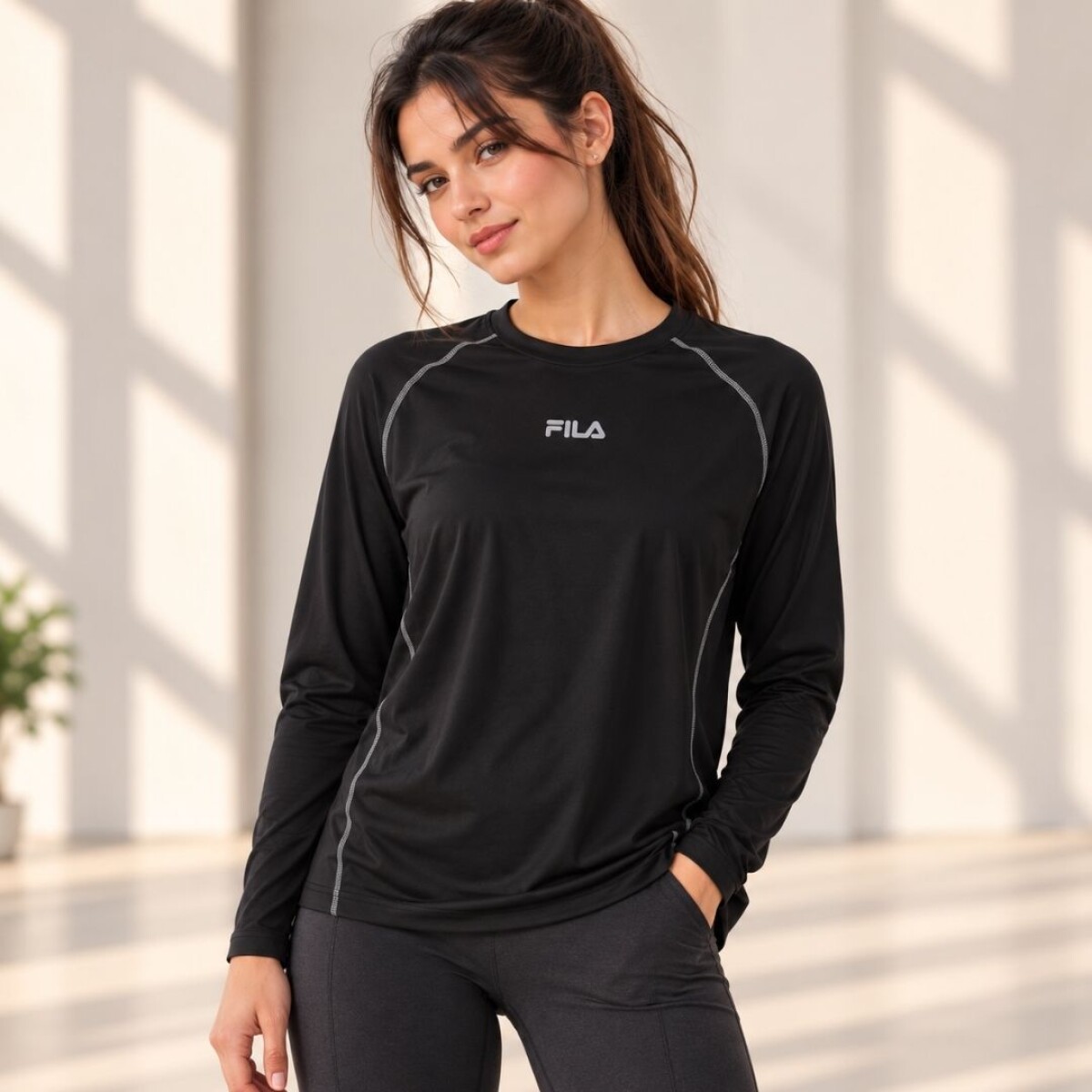 Remera Térmica Manga Larga unisex Thermo ll Fila - NEGRO 