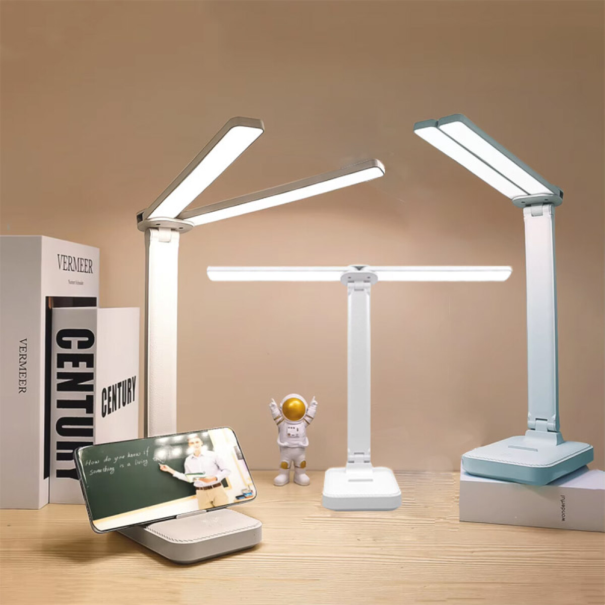 Lámpara LED verde luz regulable cálida y fría carga USB - Lámpara Led Verde Luz Regulable Cálida Y Fría Carga Usb 