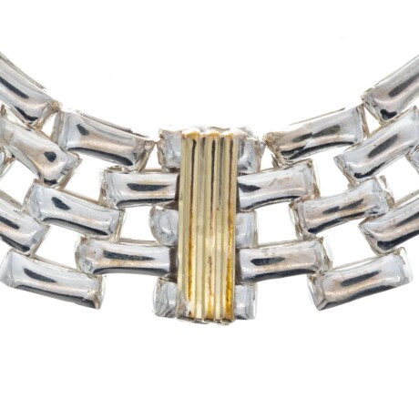 Pulsera de plata 925 y double en oro 18 ktes, PANTER. Pulsera de plata 925 y double en oro 18 ktes, PANTER.