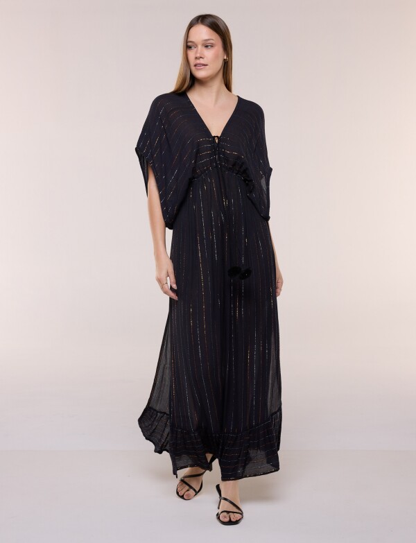 Vestido Maxi Detalle En Lurex NEGRO