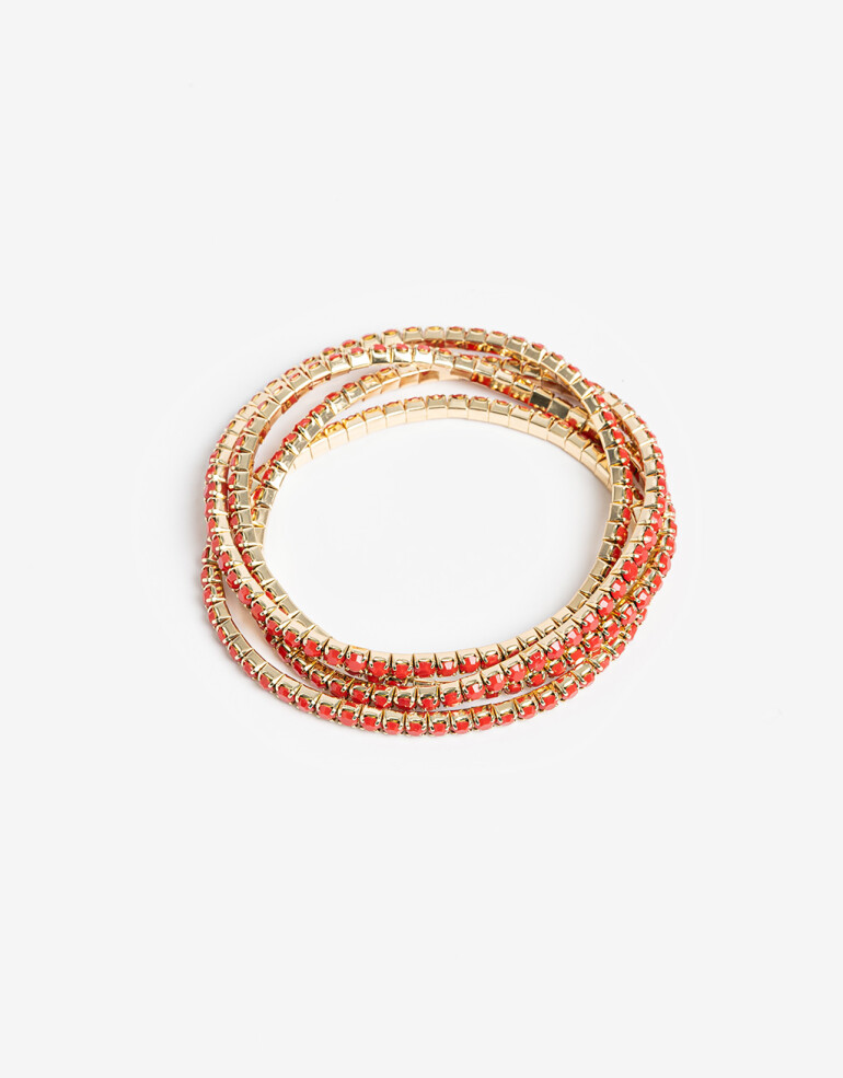 Pulseras Elásticas Sets Strass Set De Pulseras Elásticas Strass - Rojo Medio