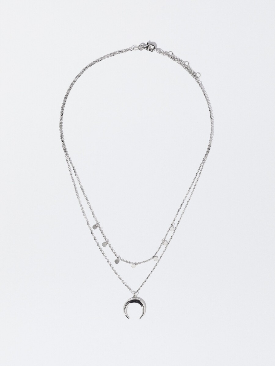 Collar Corto De Plata 925 Con Cuerno plateado