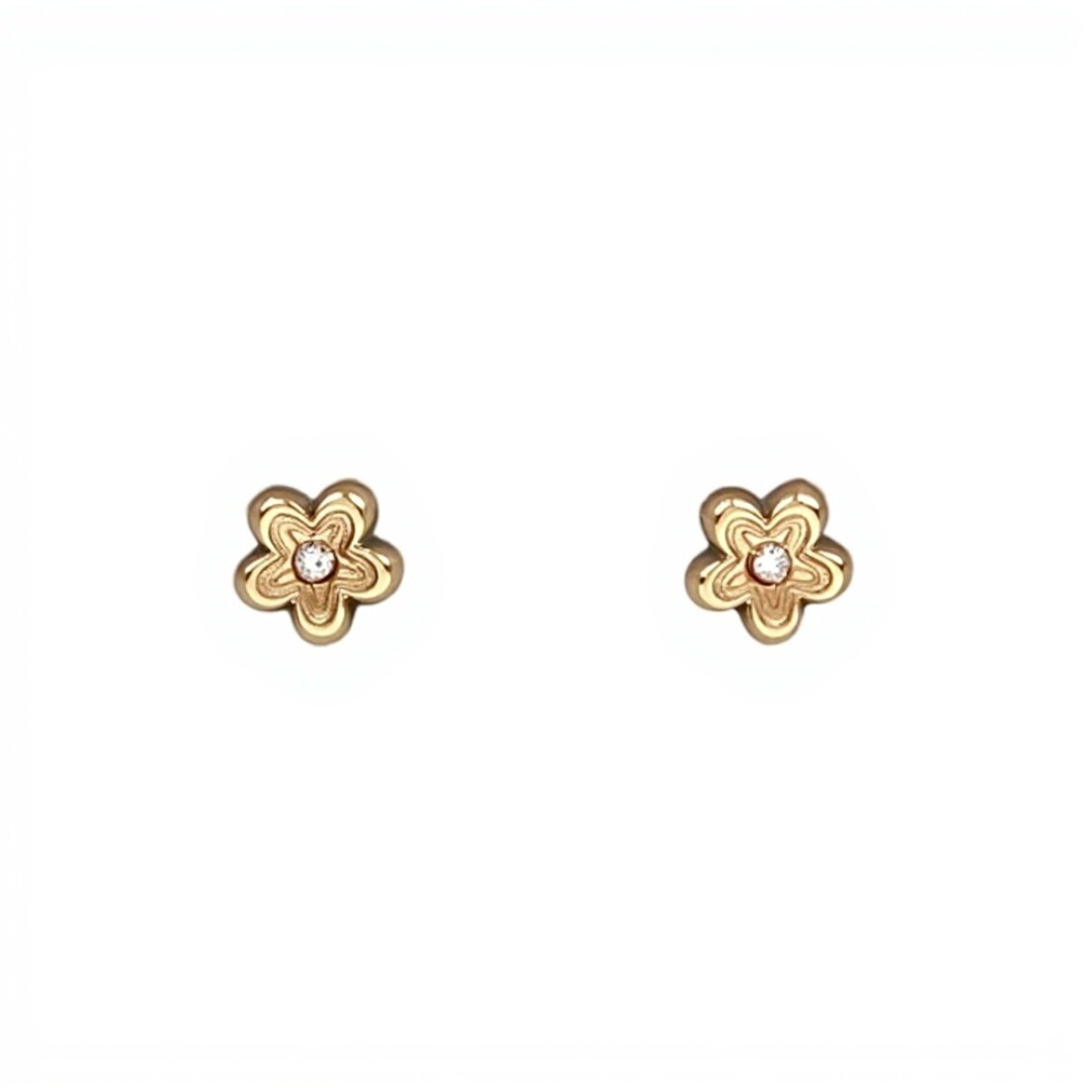Caravanas Flor de oro - Oro bajo -Zirconia - CA8058 - conpiedra 