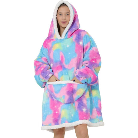 Manta Buzo Poncho Canguro Polar C/ Capucha Corderito Multicolor