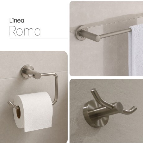 SET DE ACCESORIOS PORTA ROLLO TOALLERO METAL ROMA GRIS GRIS-BRUSHED NICKEL