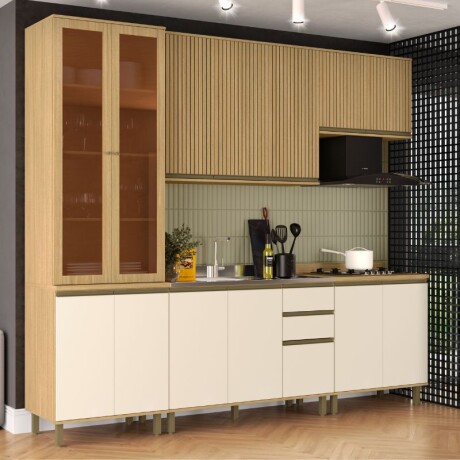 Cocina modulada 2.70 mt Louro/Freijo - Nueva Dubai Cocina modulada 2.70 mt Louro/Freijo - Nueva Dubai