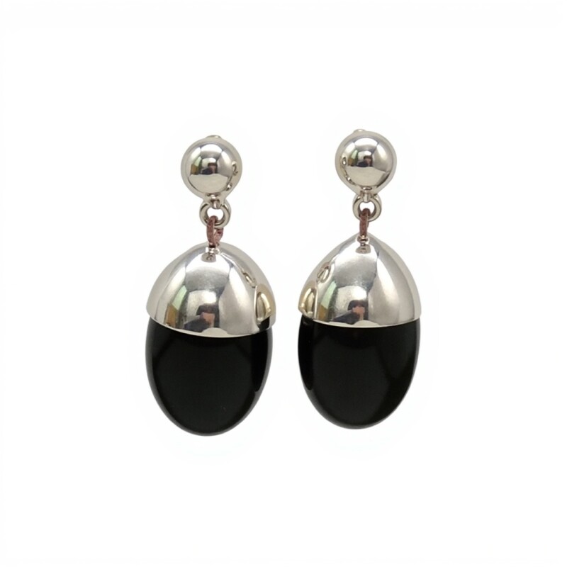 Caravanas ovalo onix - plata 925 - onix - CA8453 conpiedra