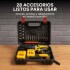Taladro Percutor Atornillador Inalámbrico + 2 Baterías + Acc Color Amarillo Negro