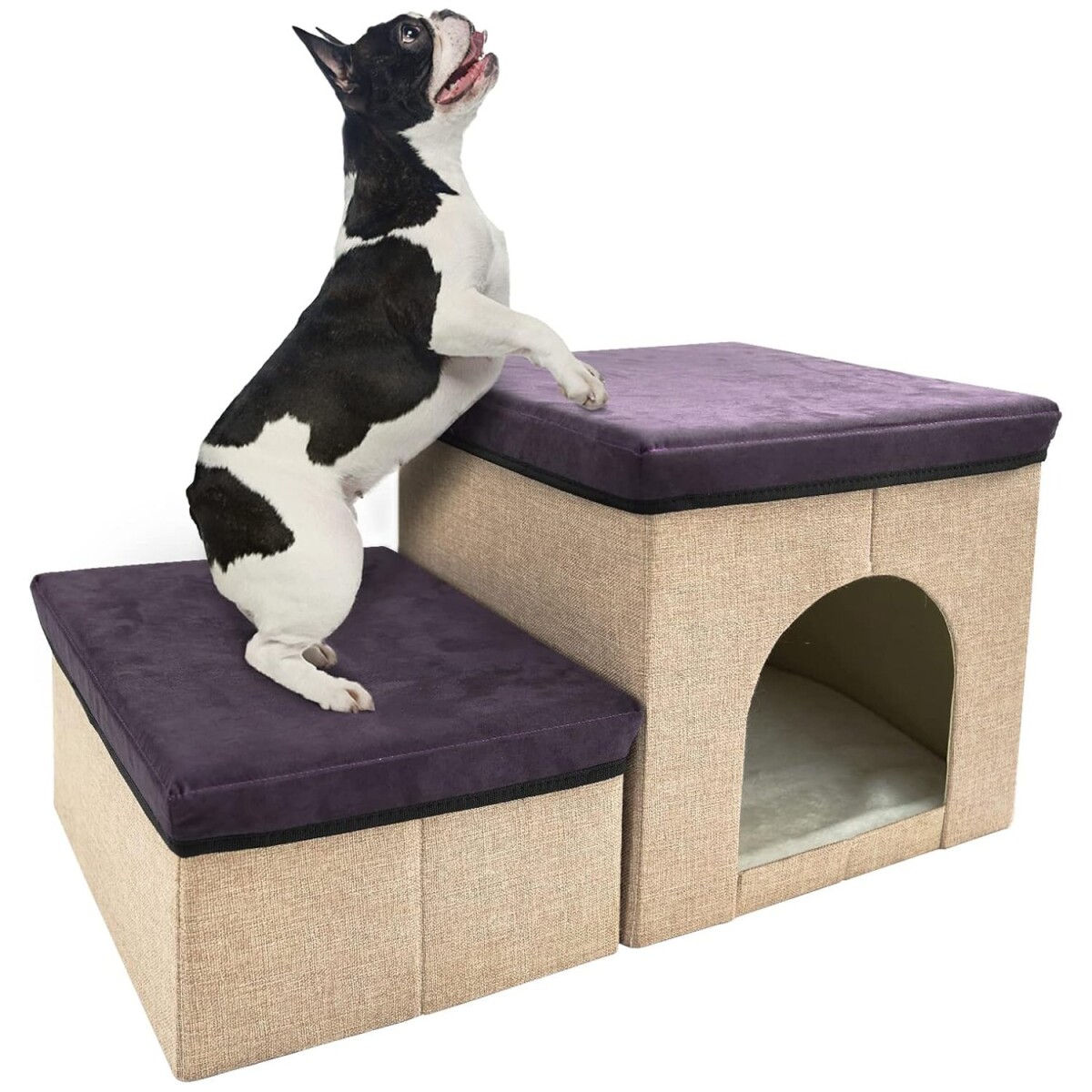 Cama Cucha Escalera Mascotas 2 Escalones Plegables Multiuso 