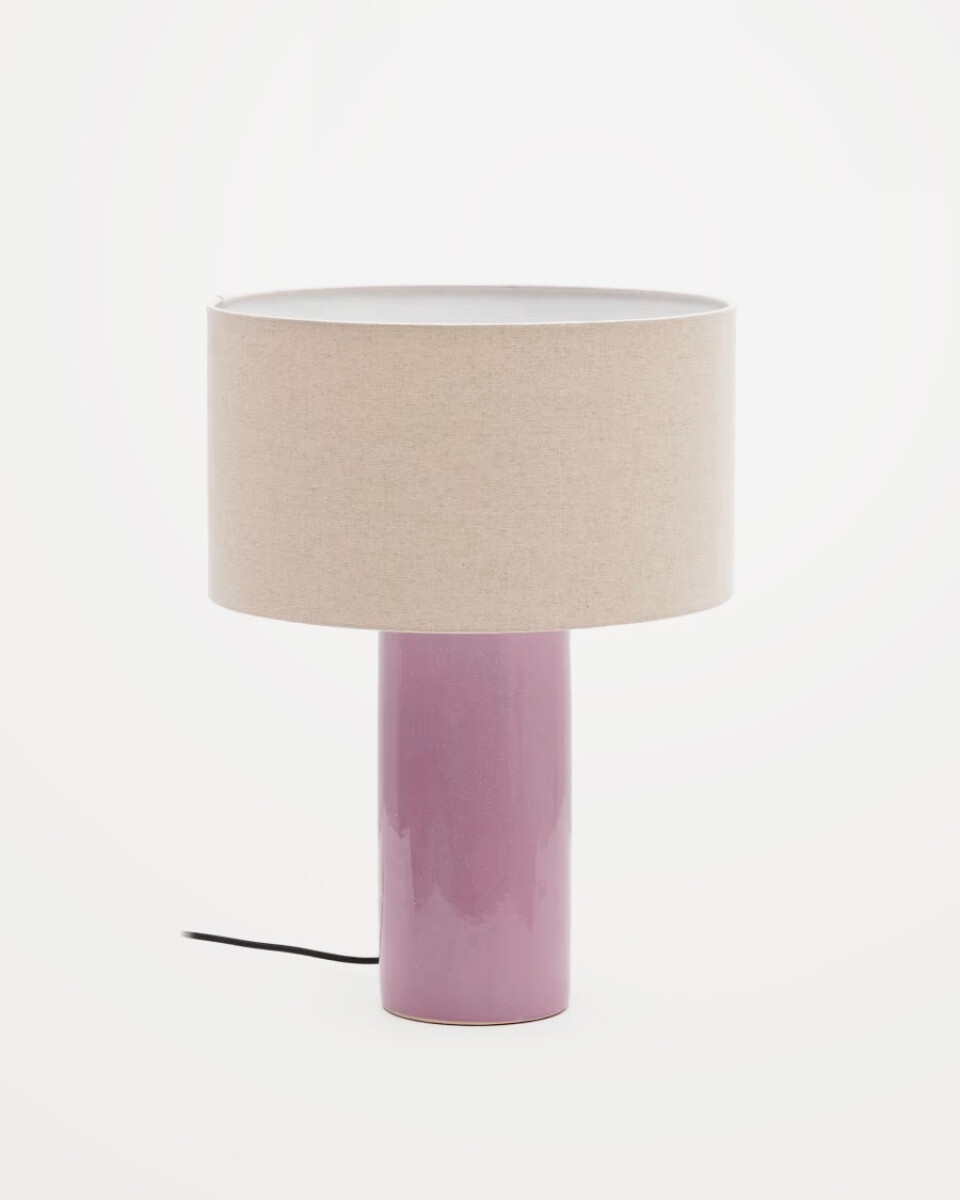 Lámpara de mesa Toneric de cerámica con acabado - lila y algodón 