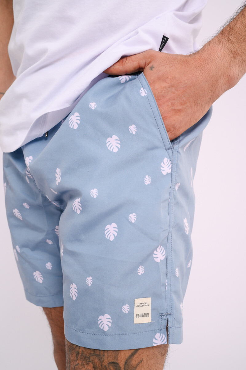 Short de baño estampado Celeste