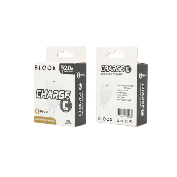 Ficha cargador de pared USB-C 20W color blanco Ficha Cargador De Pared Usb-c 20w Color Blanco