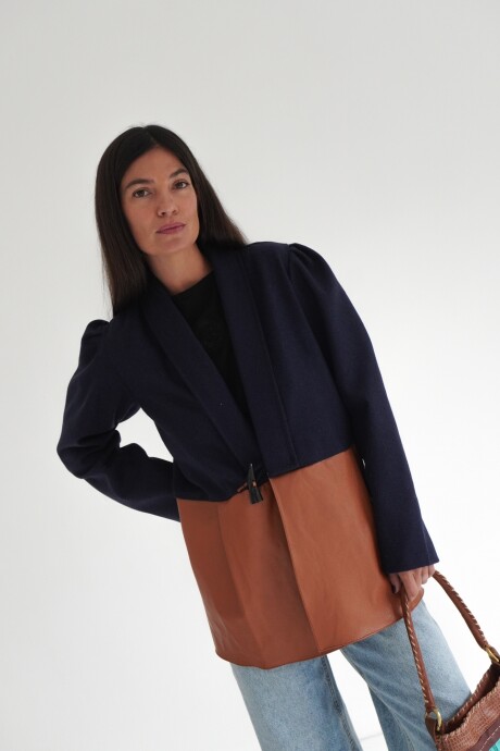 Blazer Office Lana Azul / Camel
