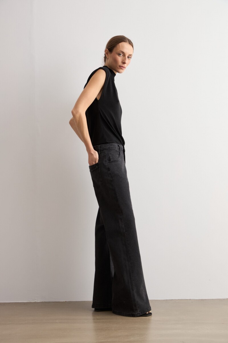 Jean wide leg Jade brillos negro