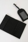 Tag y passport cover set croco negro