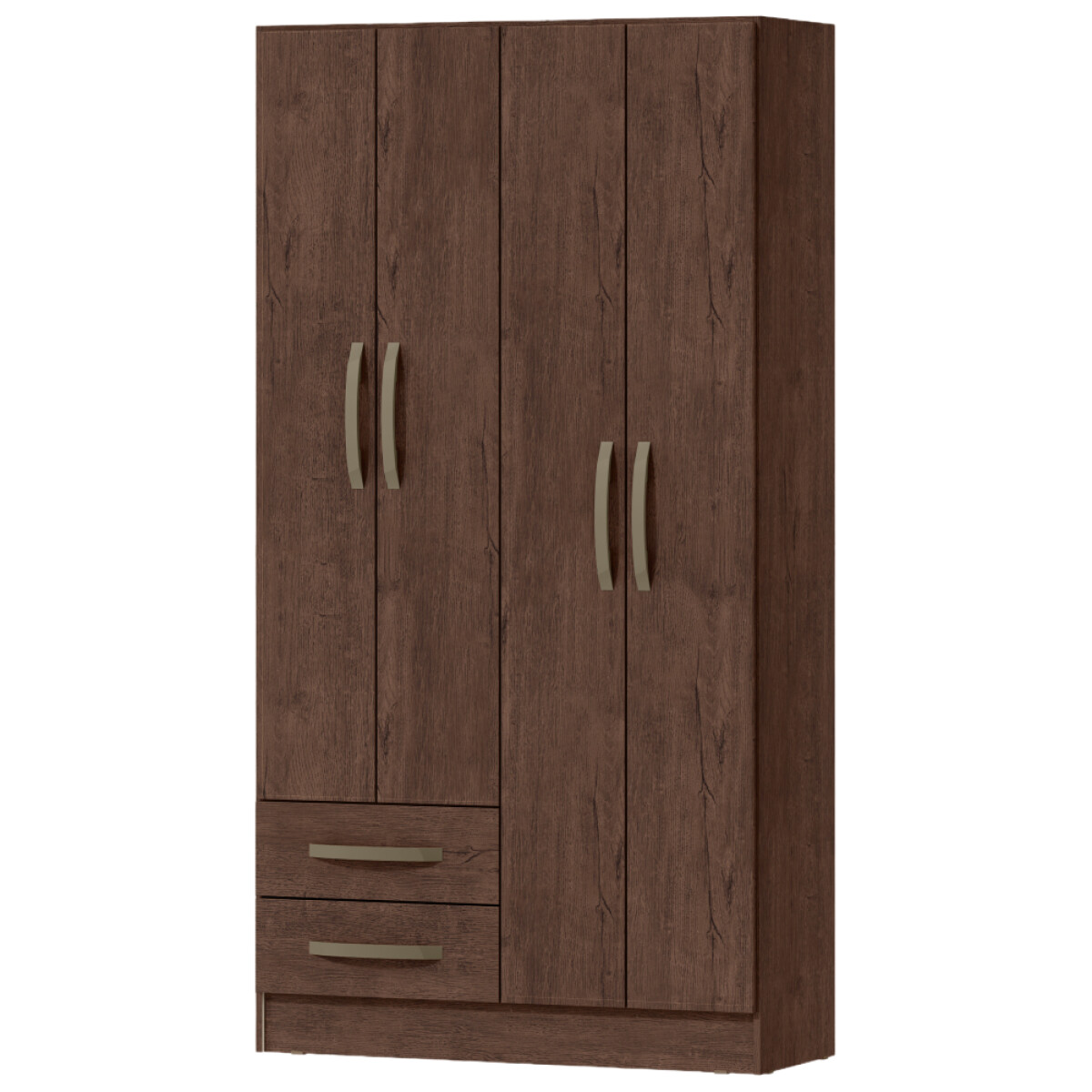 Ropero Dakar 4 puertas 2 cajones con estantes y perchero 172x90x35 cm Interior Natural 