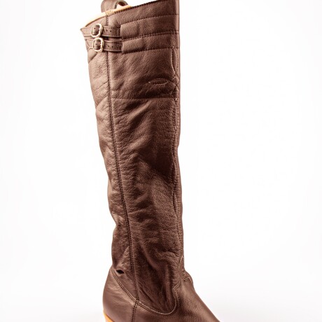 Bota de cuero suela de goma porosa Marron