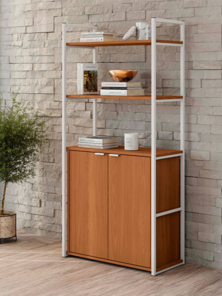 RACK CON PUERTAS BAJERAS BLANCO