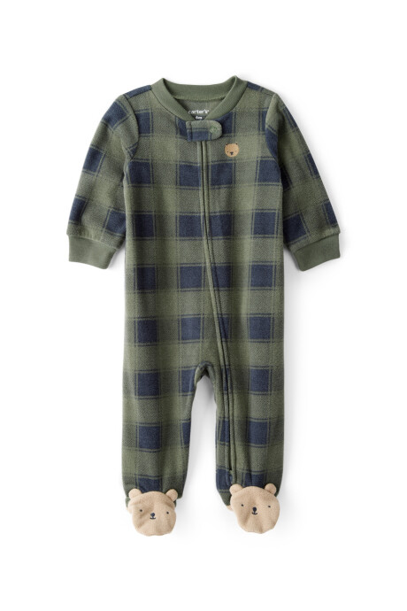 Pijama una pieza de micropolar, con pie, diseño oso Sin color