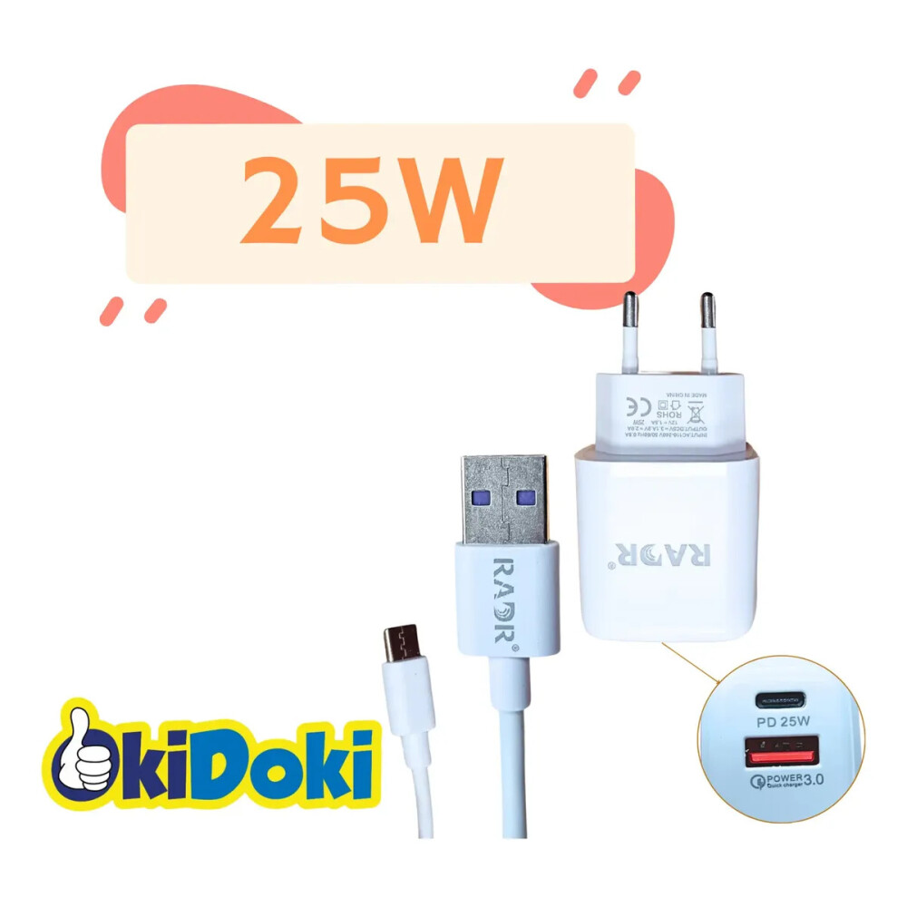 Cargador Usb-tipo C/carga Rapida 25w, Cable Tipo C Cargador Usb-tipo C/carga Rapida 25w, Cable Tipo C