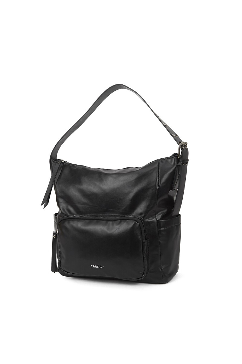 Bolso con bolsillo frontal y lateral Negro
