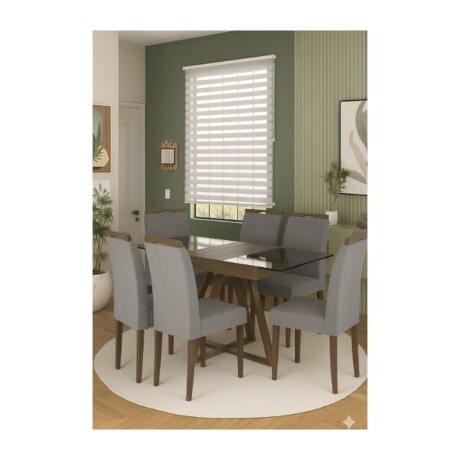 JUEGO DE COMEDOR MESA + 6 SILLAS TAPIZADO PIÑON NEGRO JUEGO DE COMEDOR MESA + 6 SILLAS TAPIZADO PIÑON NEGRO