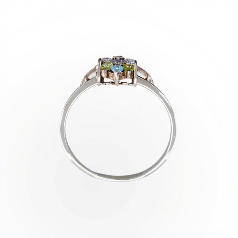 Anillo Flor-Plata 925-Piedra Zirconia Varias -AN3254 conpiedra