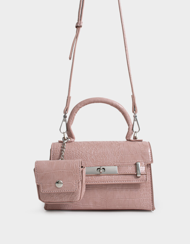 City Cartera City Efecto Croco - Rosa Viejo