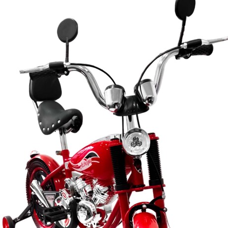 Bicicleta R16 Moto Chopper A Pedal Niño C/ Suspensión, Luces y Acc Rojo