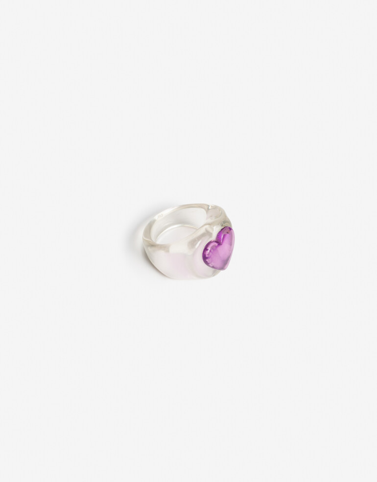 Anillos Medianos y Grandes Acrilico Anillo Acrílico Corazón - Combinacion Multicolor